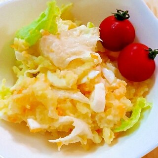 半熟卵とレタスのポテトサラダ